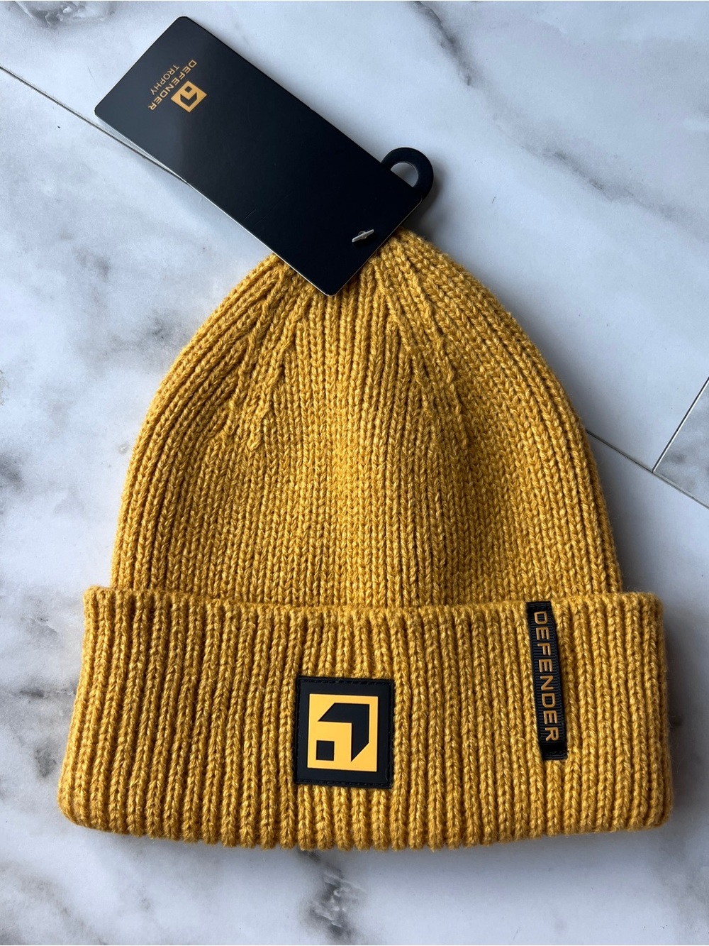 Landrover Defender Mustard Knit Beanie with Defender Patch